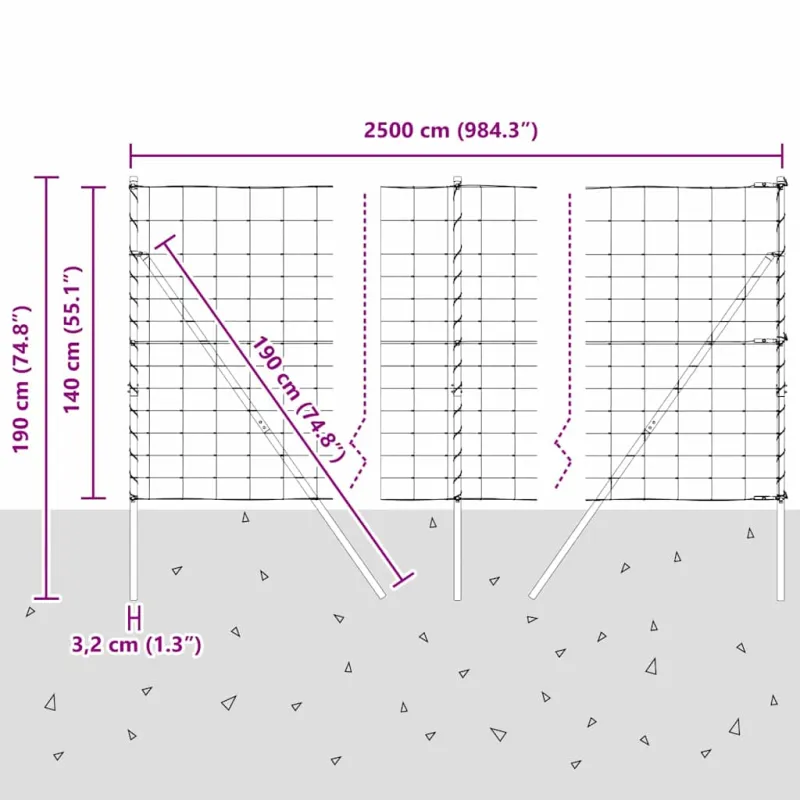 Pagrindo Suvirintas Vielos Tvora 25 x 1,4 m (Plotis x Aukštis)