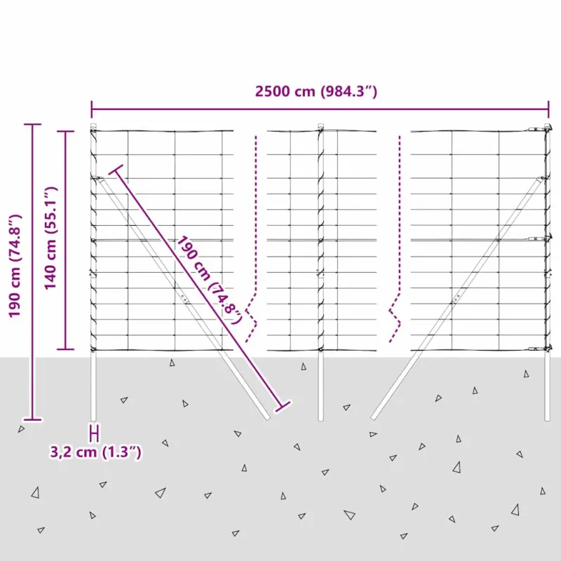 Pagrindo Suvirintas Vielos Tvora 25 x 1,4 m (Plotis x Aukštis)