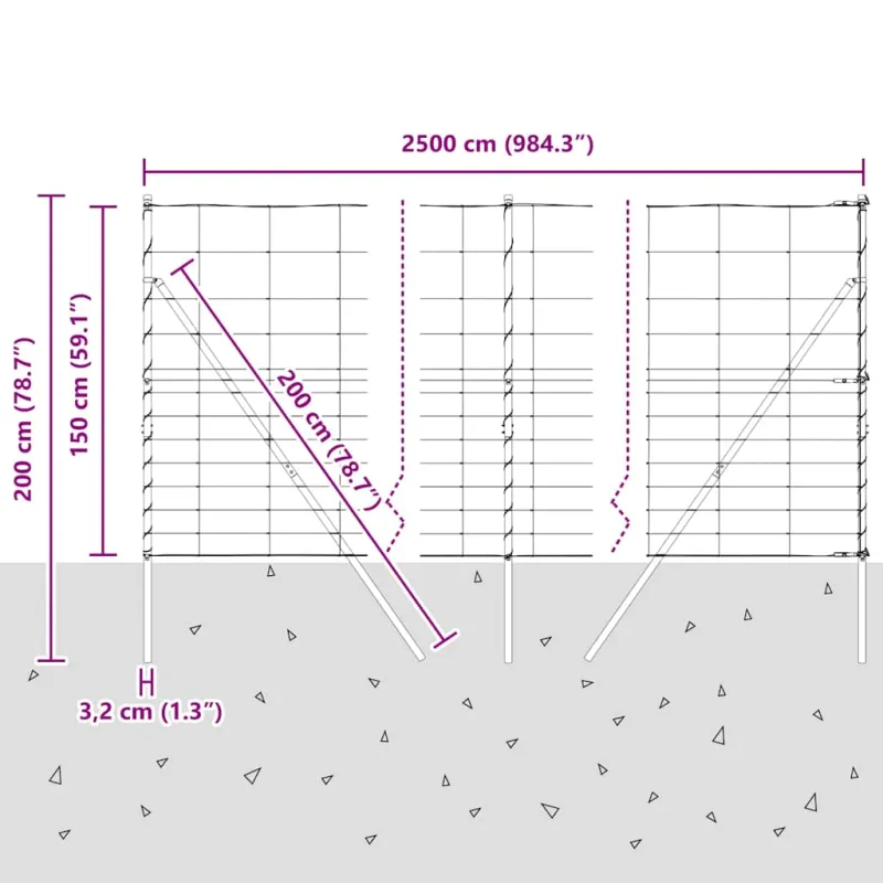 Pagrindo Suvirintas Vielos Tvora 25 x 1,5 m (Plotis x Aukštis)