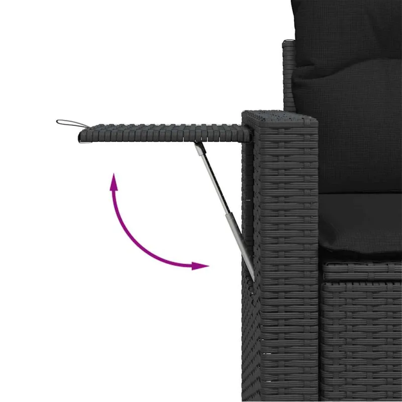 Sofoksen 8-os osainen setti tyynyine, musta, polyrattana
