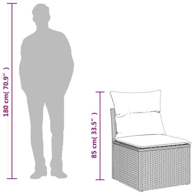 Sofakokonaisuus tyynyine, 5-os osat, ruskea, polyrataska