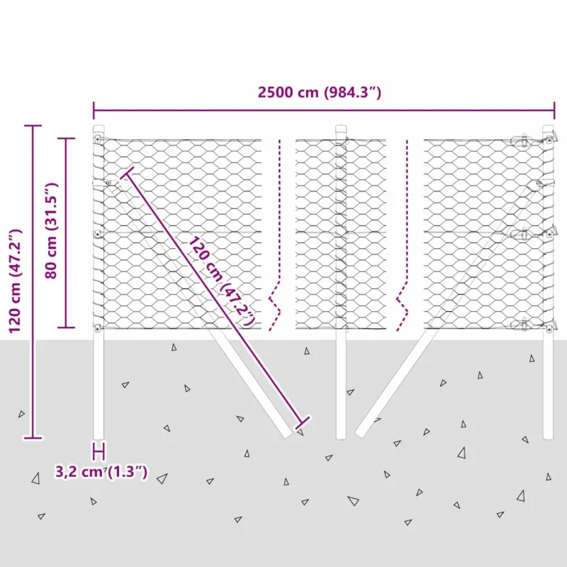 Pagrindo Suvirintas Vielos Tvora 25 x 0,8 m (Plotis x Aukštis)