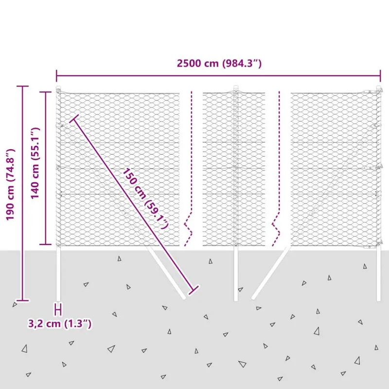 Pagrindo Suvirintas Vielos Tvora 25 x 1,4 m (Plotis x Aukštis)