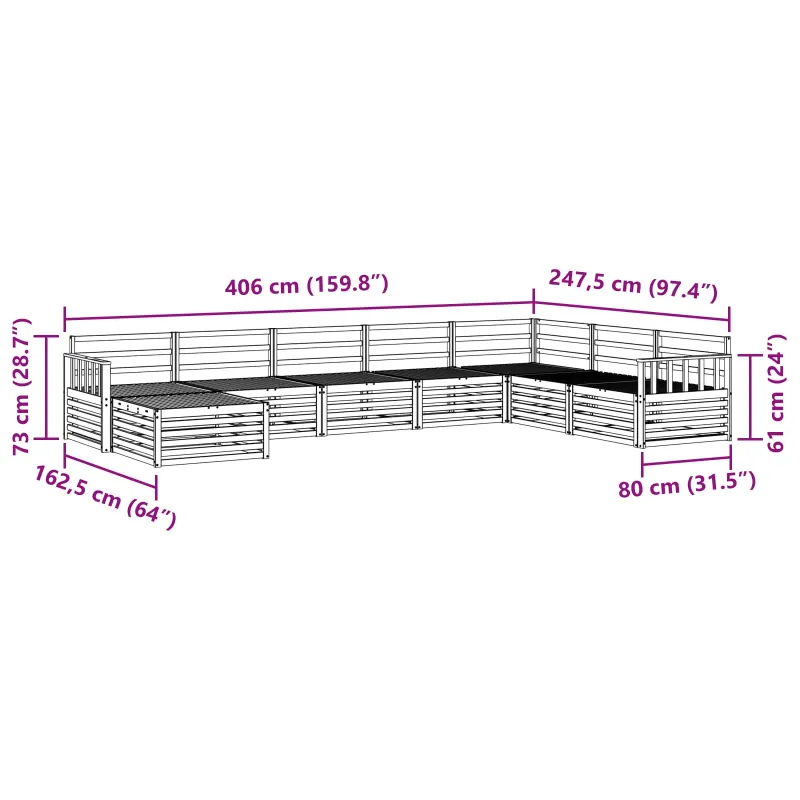 Lauko sofos komplektas 8 pcs Natūrali