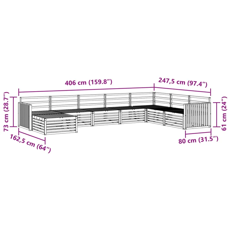 Lauko sofos komplektas 8 pcs Natūrali