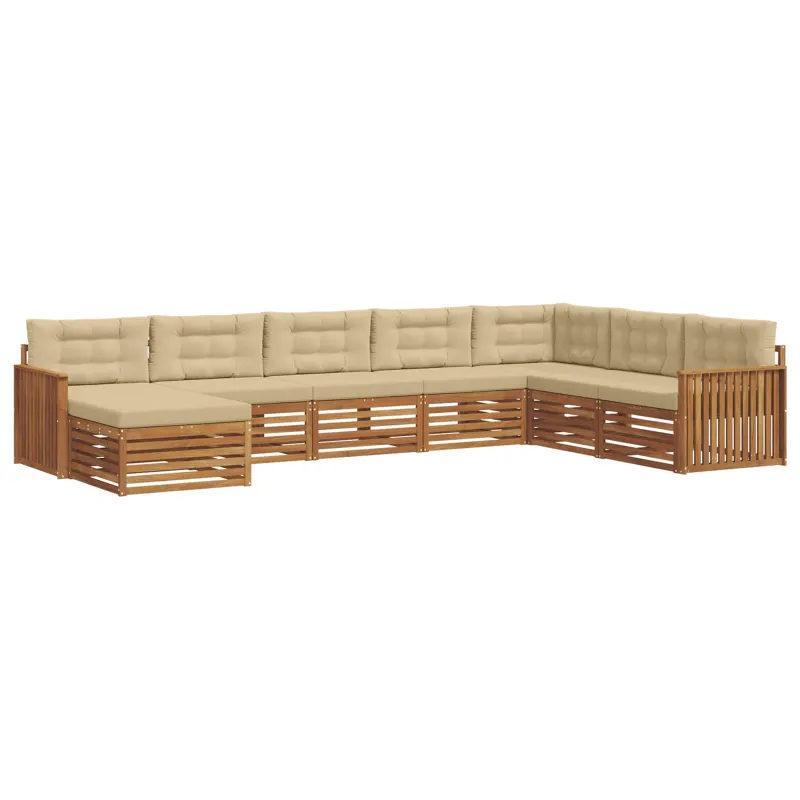 Lauko sofos komplektas su pagalve 8 pcs Natūralus ir bežinis