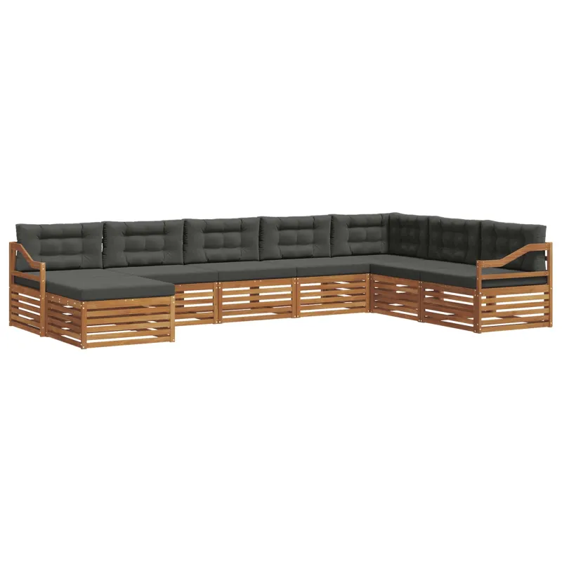 Lauko sofos komplektas su pagalve 8 pcs Natūralus ir antracitas