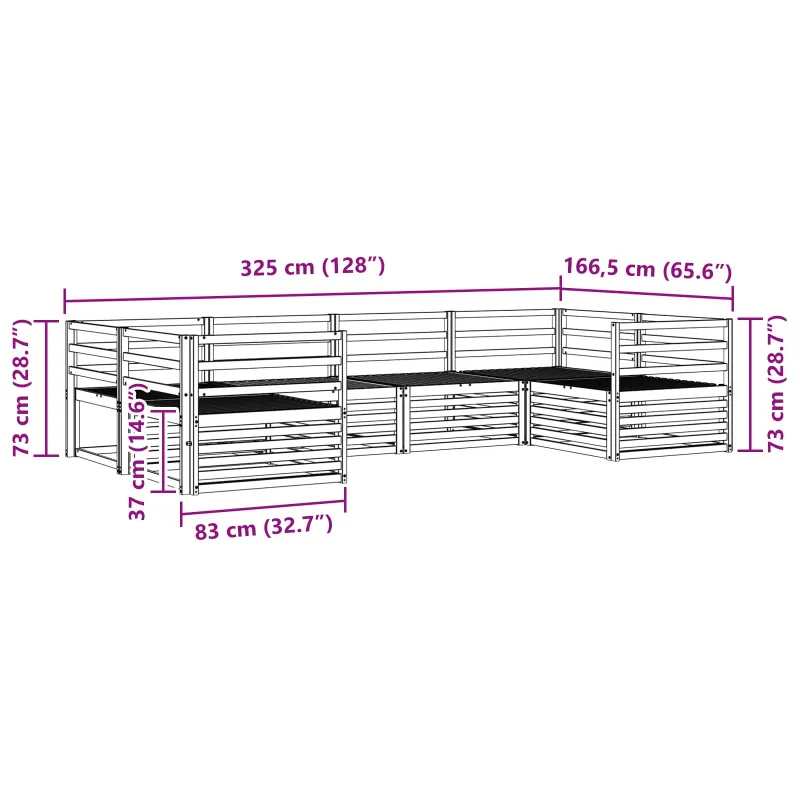 Lauko sofos komplektas 6 pcs Natūrali