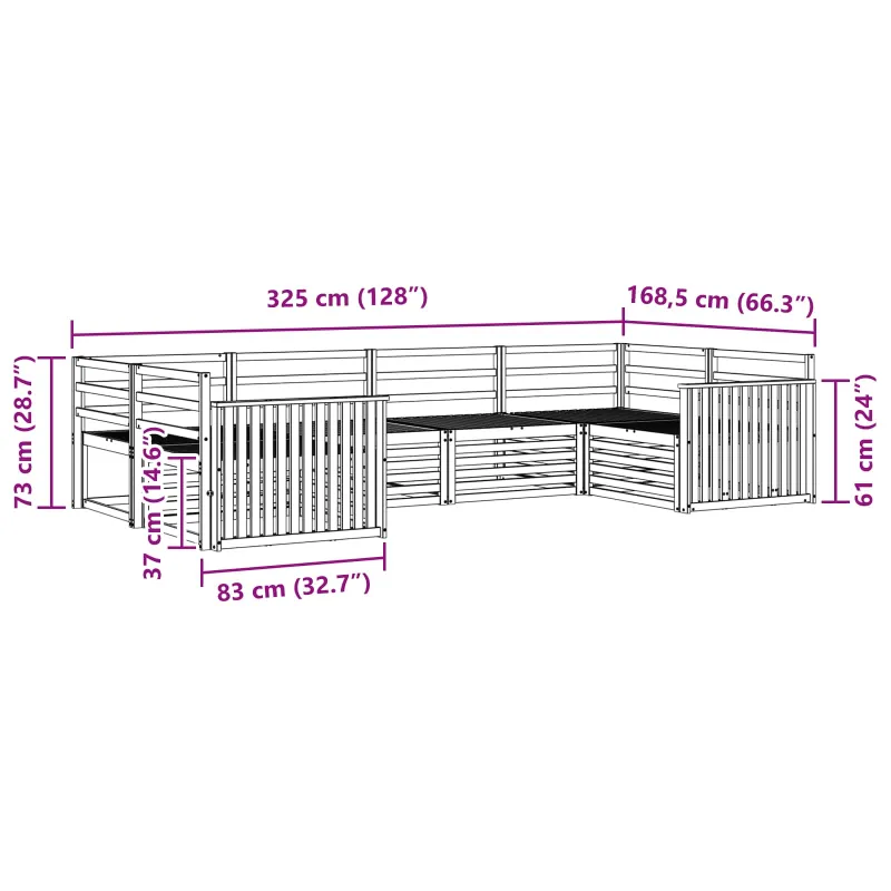 Lauko sofos komplektas 6 pcs Natūrali