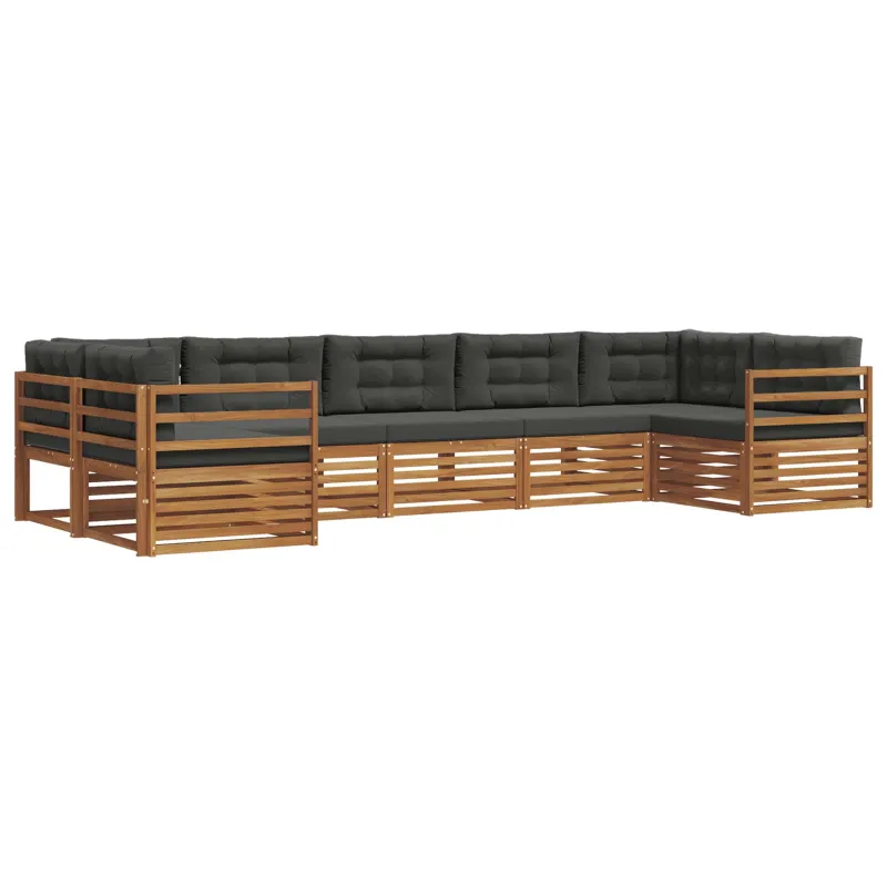 Lauko sofos komplektas su pagalve 7 pcs Natūralus ir antracitas