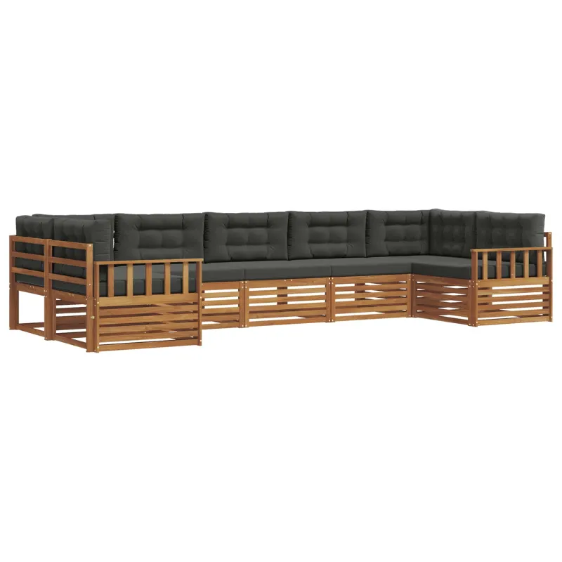 Lauko sofos komplektas su pagalve 7 pcs Natūralus ir antracitas