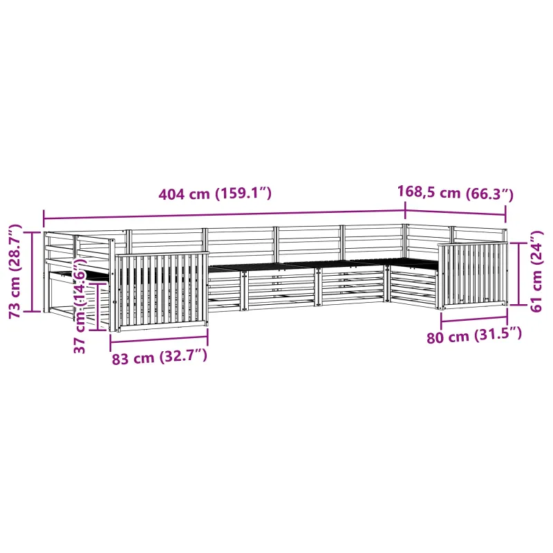 Lauko sofos komplektas 7 pcs Natūrali