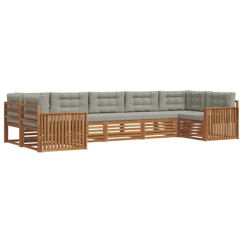 Lauko sofos komplektas 7 pcs Natūrali ir šviesiai pilka