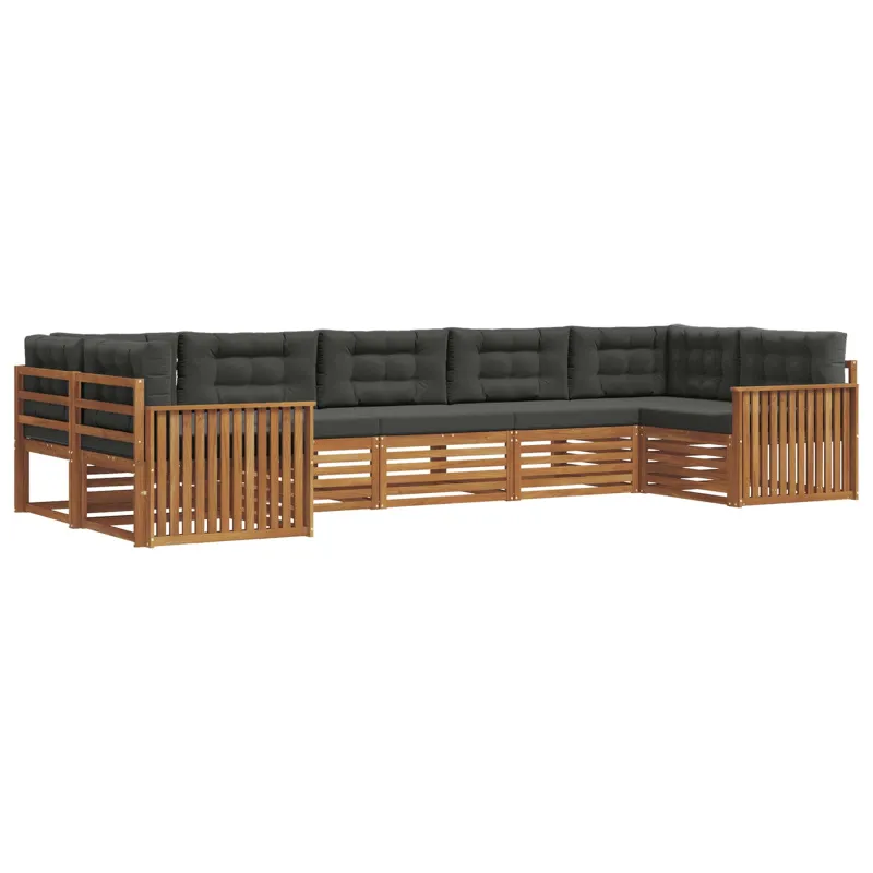 Lauko sofos komplektas su pagalve 7 pcs Natūralus ir antracitas