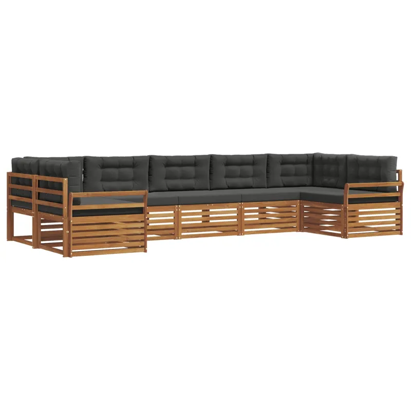 Lauko sofos komplektas su pagalve 7 pcs Natūralus ir antracitas