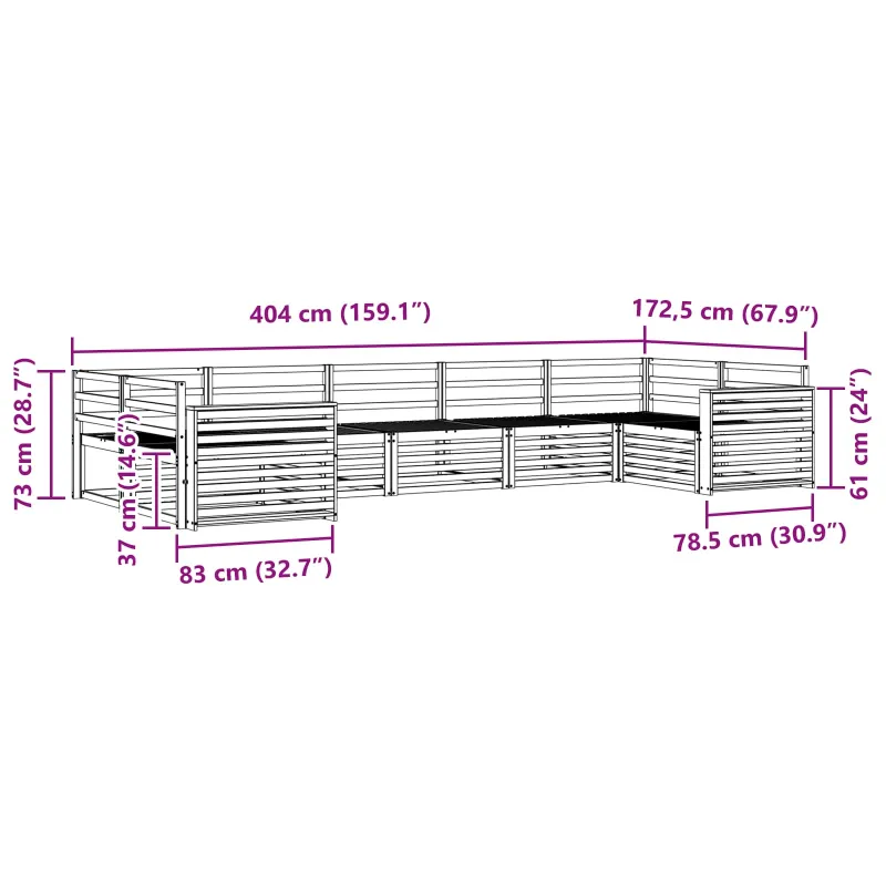 Lauko sofos komplektas 7 pcs Natūrali