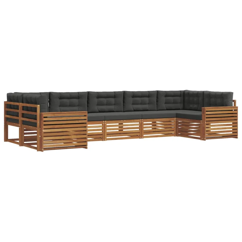 Lauko sofos komplektas su pagalve 7 pcs Natūralus ir antracitas
