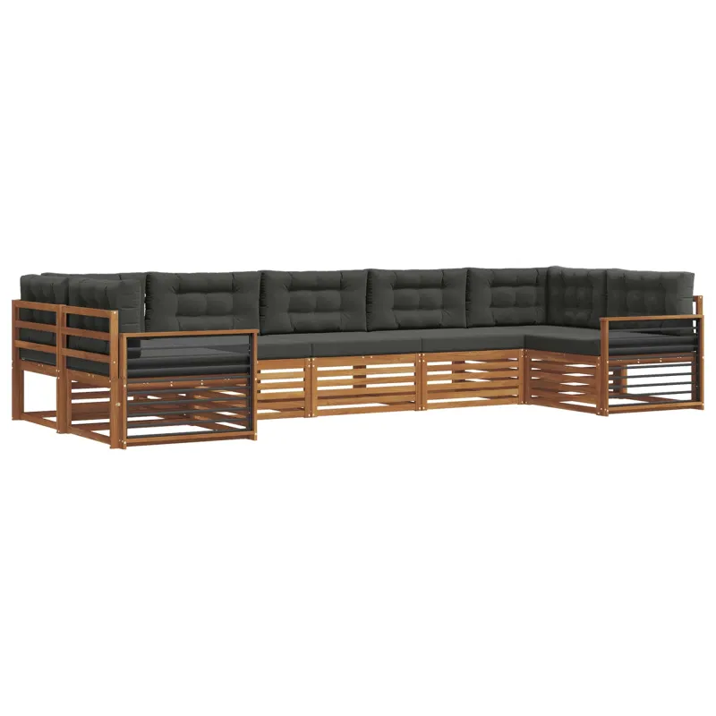 Lauko sofos komplektas su pagalve 7 pcs Natūralus ir antracitas