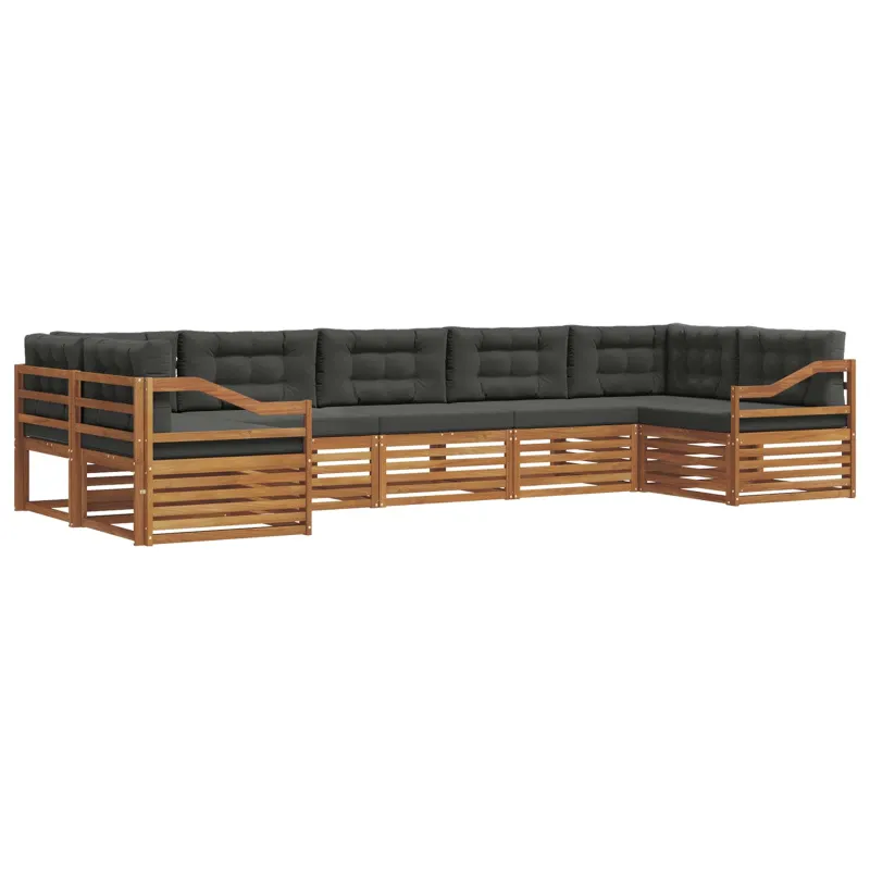 Lauko sofos komplektas su pagalve 7 pcs Natūralus ir antracitas