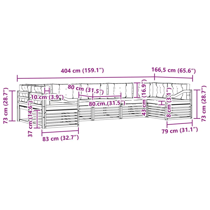 Lauko sofos komplektas su pagalve 7 pcs Natūralus ir bežinis