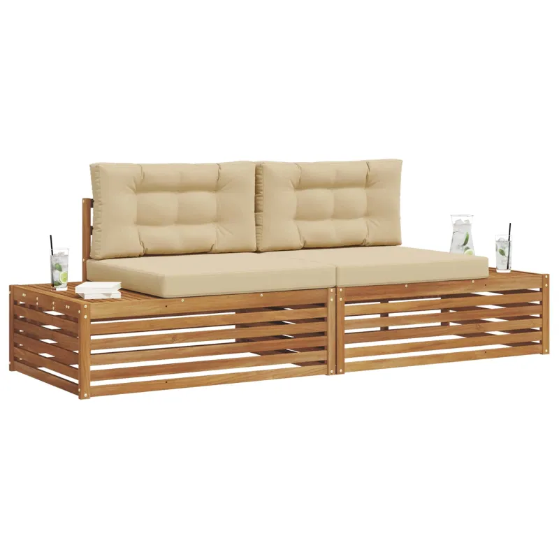 Lauko sofos komplektas Natūralus ir bežinis 203,5 x 83 x 73 cm