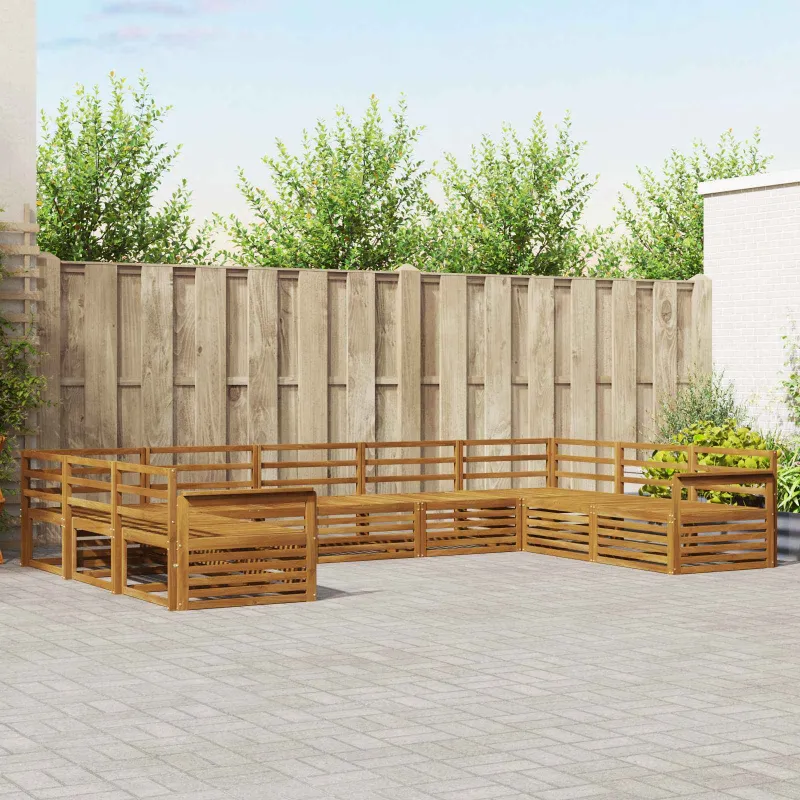 Lauko sofos komplektas 9 pcs Natūrali Kietos akacijos mediena