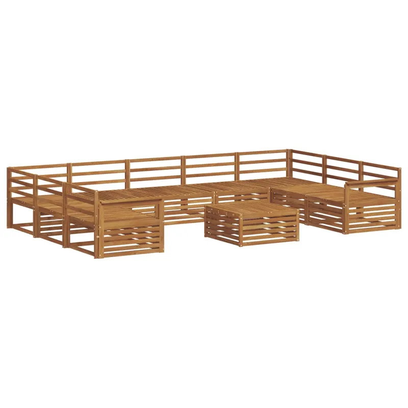 Lauko sofos komplektas 10 pcs Natūrali Kietos akacijos mediena