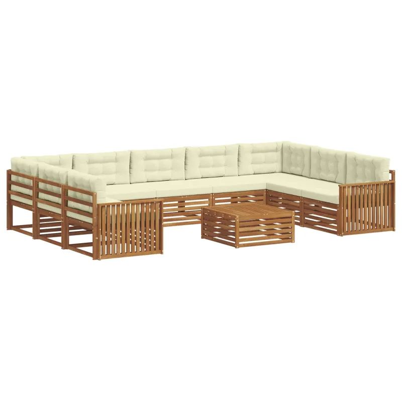 Lauko sofos komplektas 10 pcs Natūralus ir grietinėlė