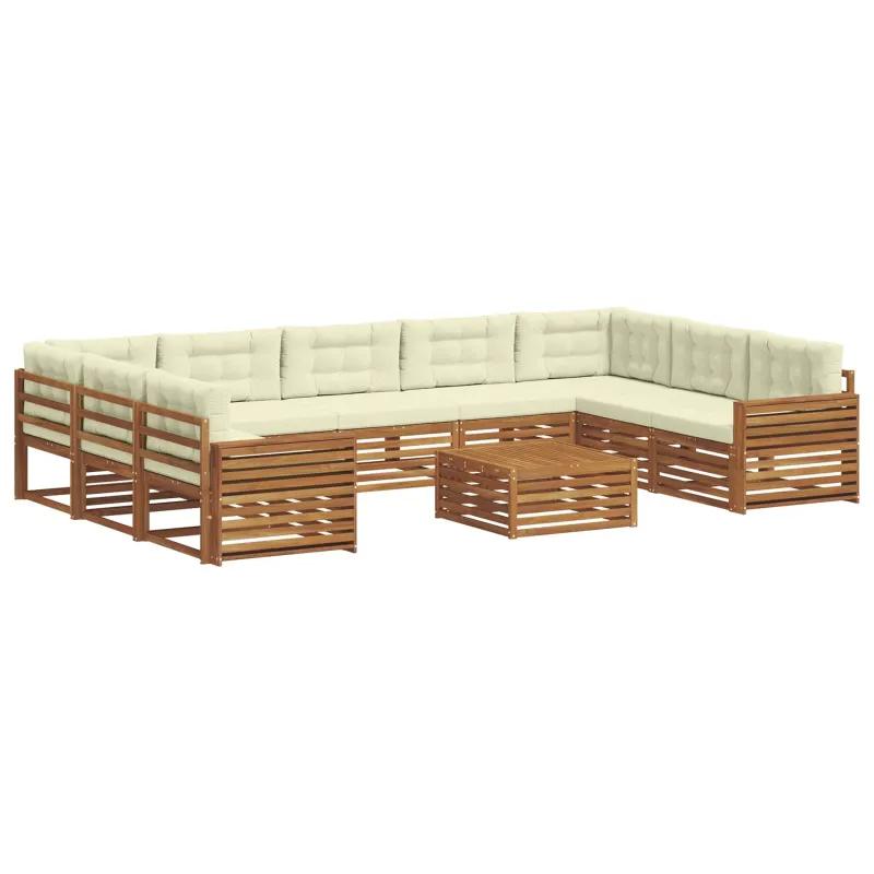 Lauko sofos komplektas 10 pcs Natūralus ir grietinėlė