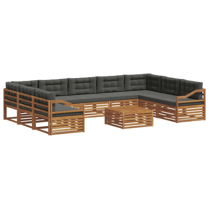 Lauko sofos komplektas 10 pcs Natūralus ir antracitas