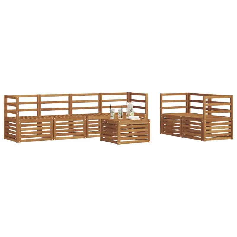 Lauko sofos komplektas 7 pcs Natūrali Kietos akacijos mediena