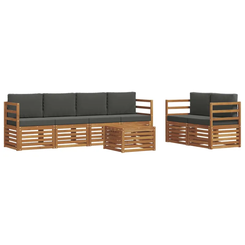 Lauko sofos komplektas su pagalve 7 pcs Natūralus ir antracitas