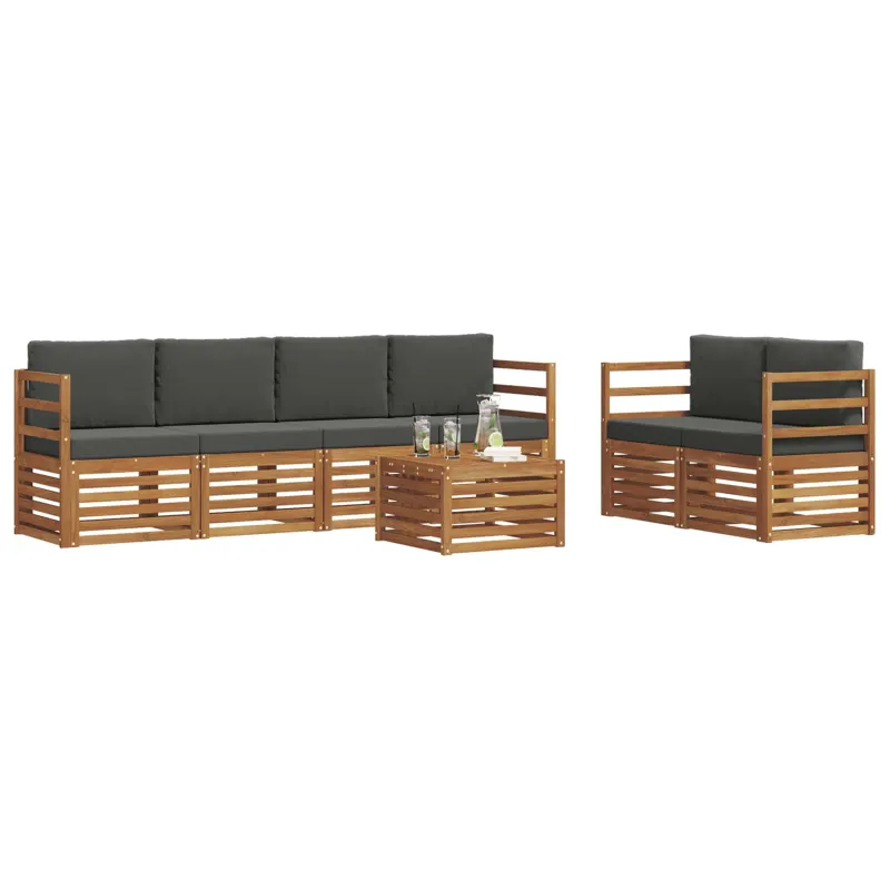 Lauko sofos komplektas su pagalve 7 pcs Natūralus ir antracitas
