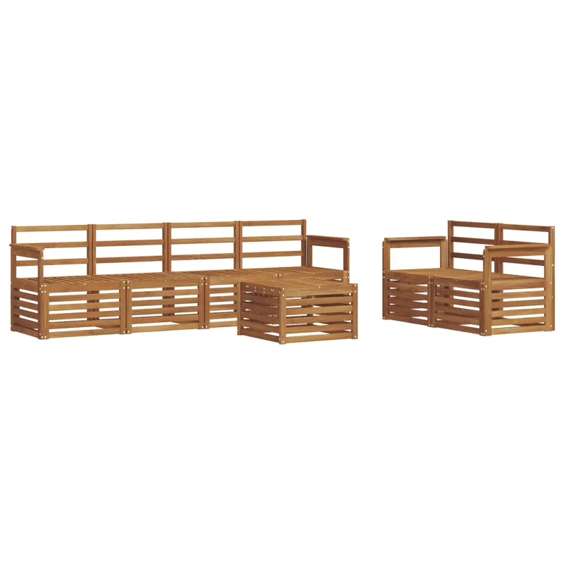 Lauko sofos komplektas 7 pcs Natūrali Kietos akacijos mediena