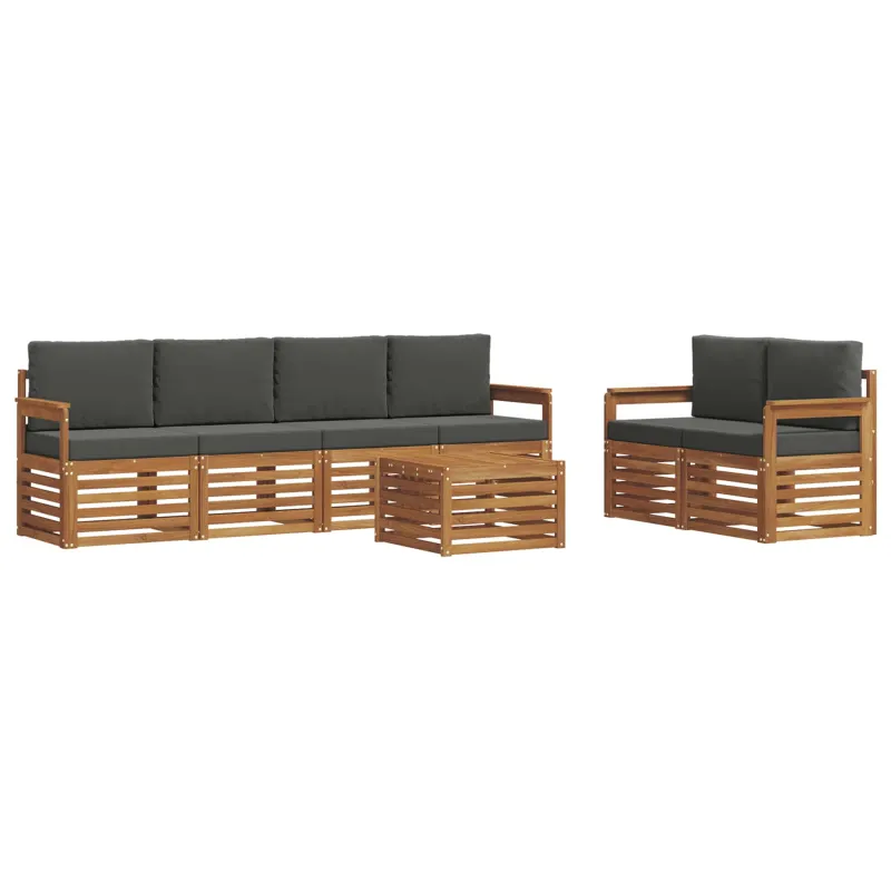 Lauko sofos komplektas su pagalve 7 pcs Natūralus ir antracitas