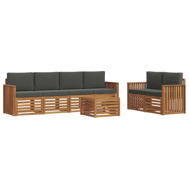 Lauko sofos komplektas su pagalve 7 pcs Natūralus ir antracitas