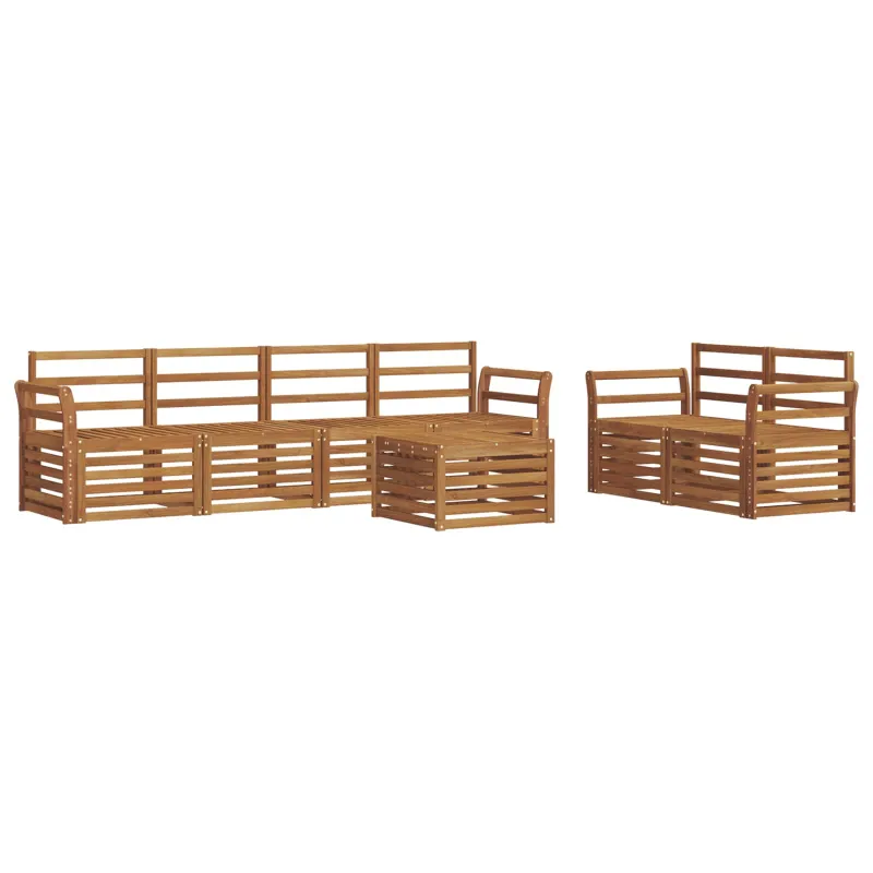 Lauko sofos komplektas 7 pcs Natūrali Kietos akacijos mediena