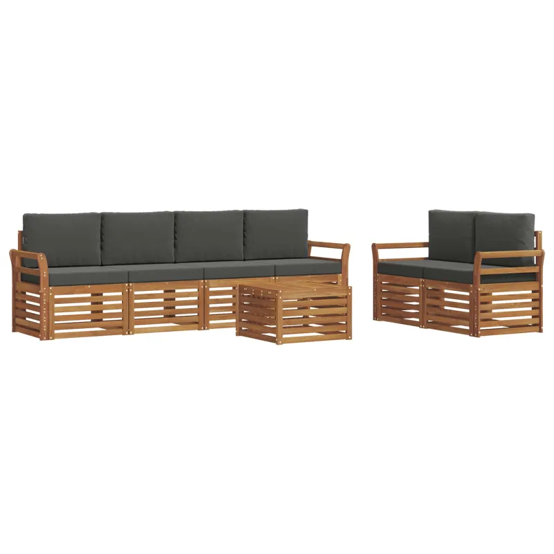 Lauko sofos komplektas su pagalve 7 pcs Natūralus ir antracitas