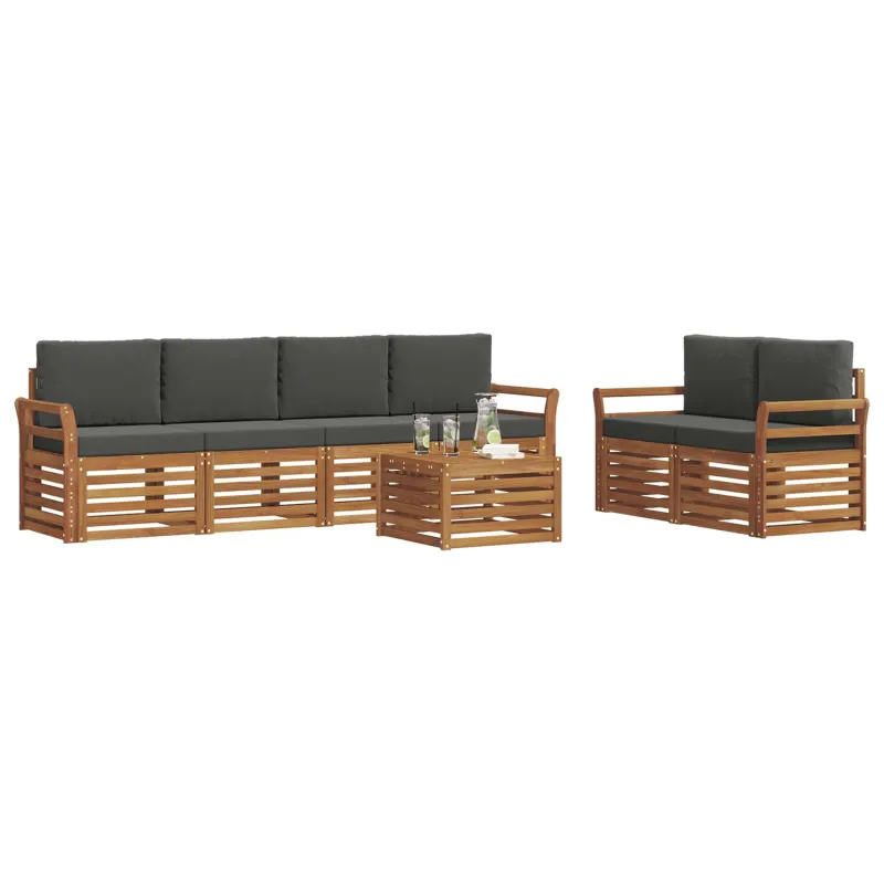 Lauko sofos komplektas su pagalve 7 pcs Natūralus ir antracitas