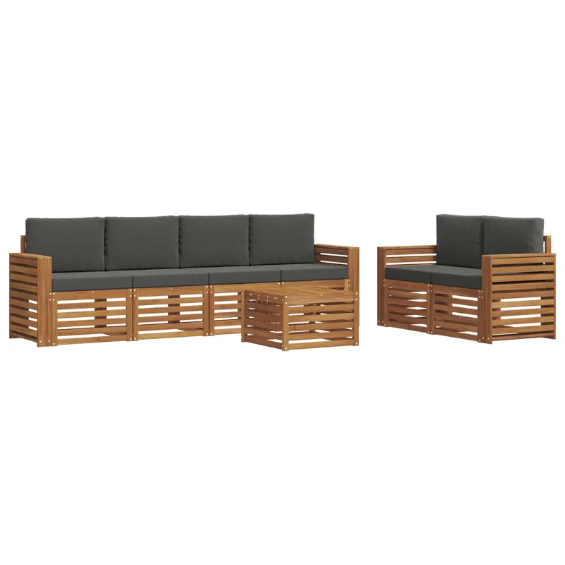 Lauko sofos komplektas su pagalve 7 pcs Natūralus ir antracitas