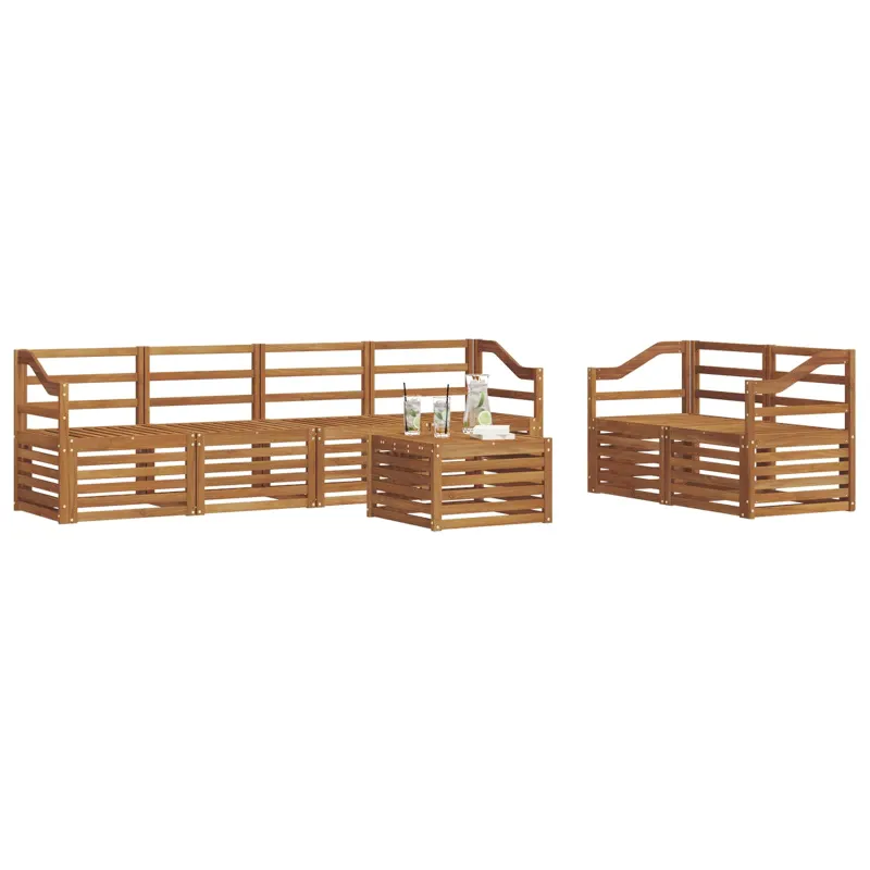 Lauko sofos komplektas 7 pcs Natūrali Kietos akacijos mediena