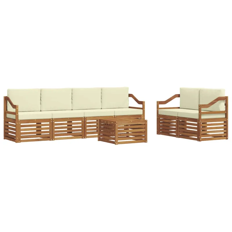 Lauko sofos komplektas su pagalve 7 pcs Natūralus ir grietinėlė