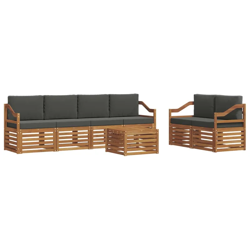 Lauko sofos komplektas su pagalve 7 pcs Natūralus ir antracitas