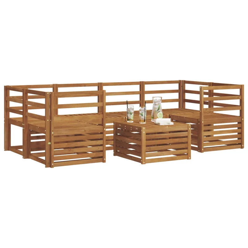 Lauko sofos komplektas 7 pcs Natūrali Kietos akacijos mediena