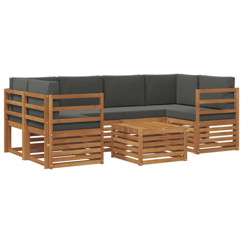 Lauko sofos komplektas su pagalve 7 pcs Natūralus ir antracitas