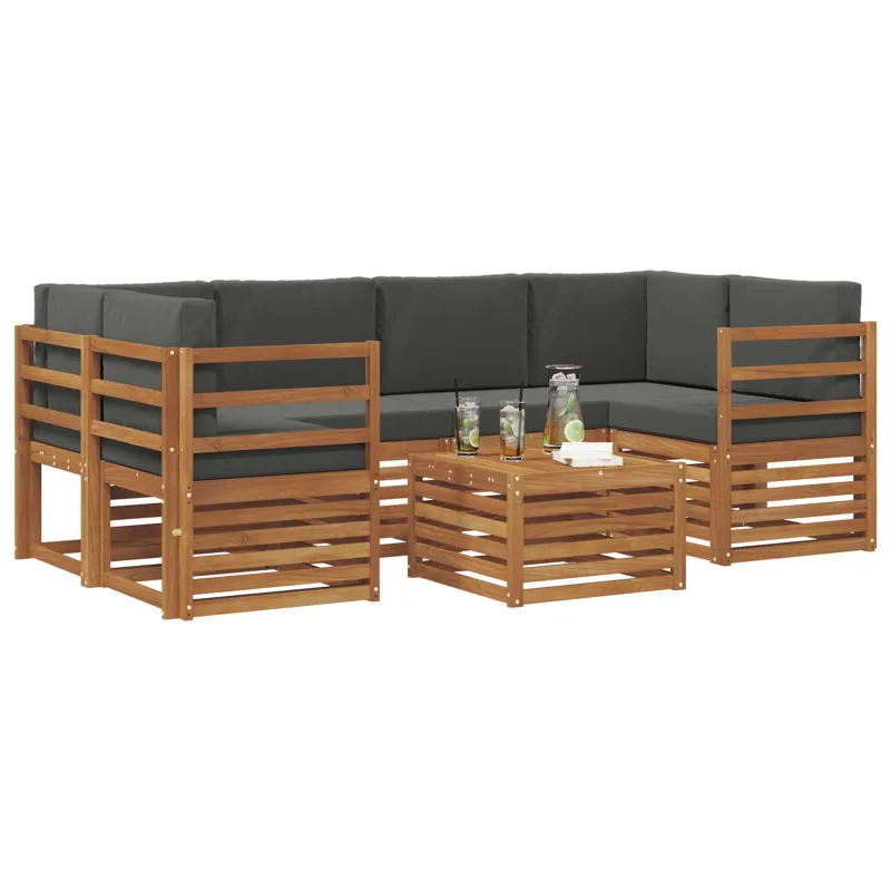 Lauko sofos komplektas su pagalve 7 pcs Natūralus ir antracitas