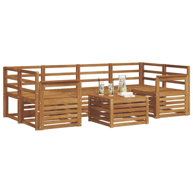 Lauko sofos komplektas 7 pcs Natūrali Kietos akacijos mediena
