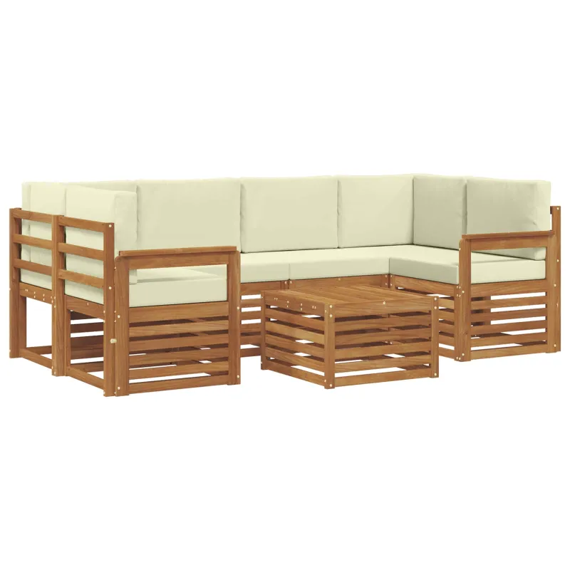 Lauko sofos komplektas su pagalve 7 pcs Natūralus ir grietinėlė