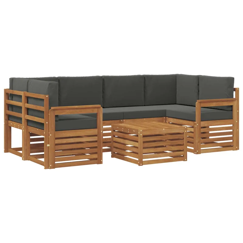 Lauko sofos komplektas su pagalve 7 pcs Natūralus ir antracitas
