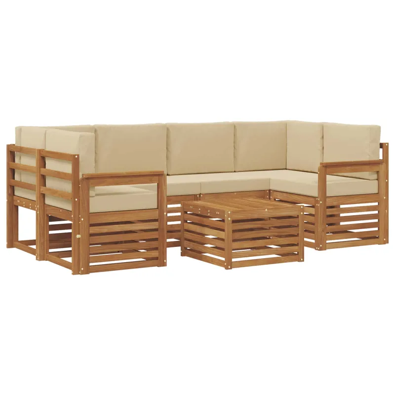 Lauko sofos komplektas su pagalve 7 pcs Natūralus ir bežinis